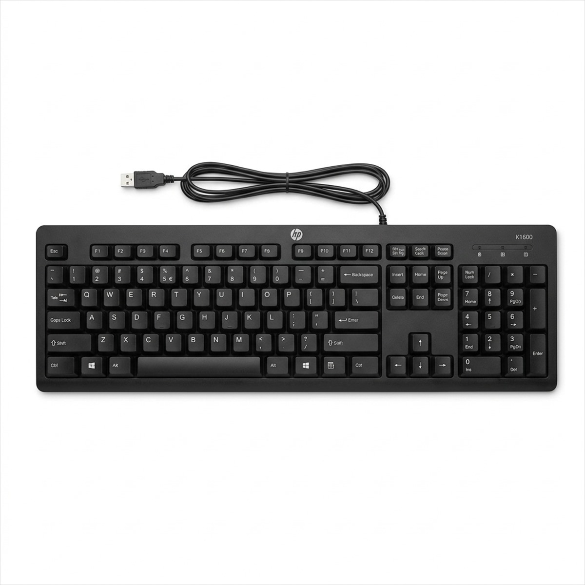 HP K1600 Wired USB Keyboard – Full-Size Desktop Keyboard (Black)